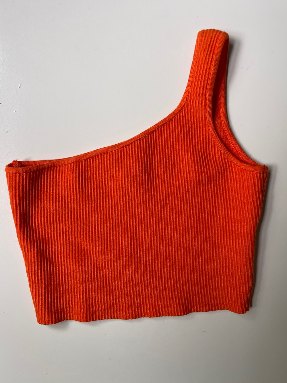 House of Harlow One-Shoulder Ribbed Crop Top in Bright Orange Size XS